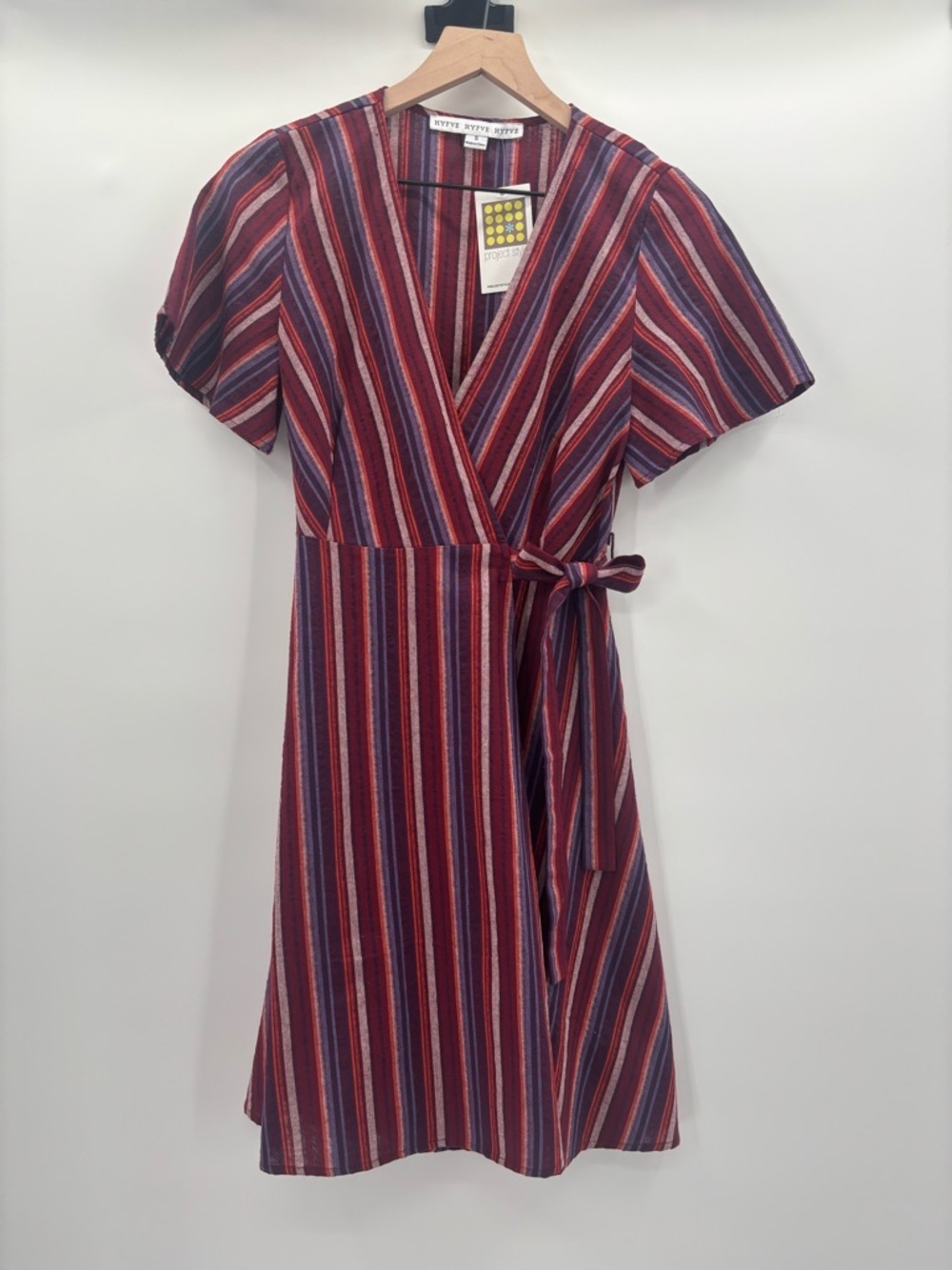 HYFVE Red and Navy Striped Wrap Mini Dress Size Small